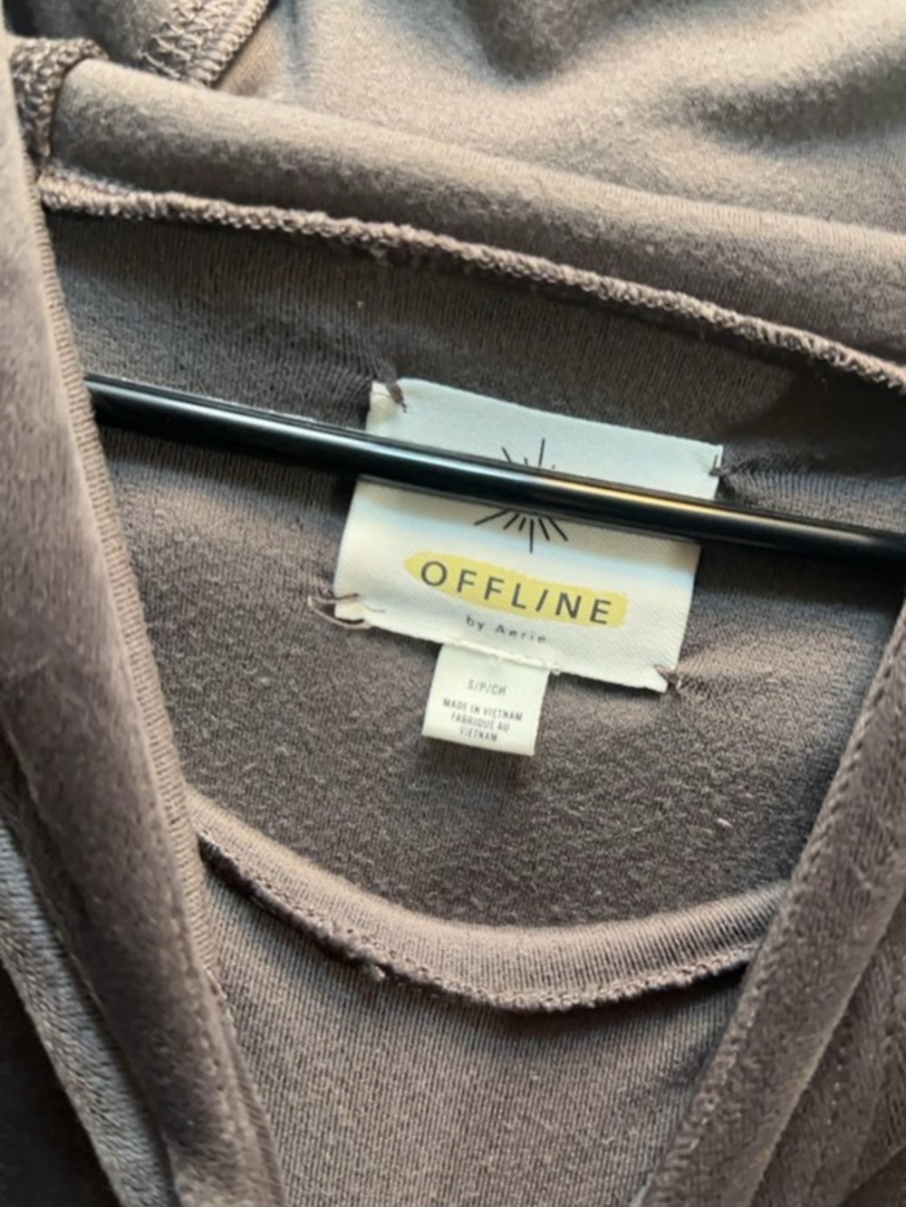 aerie Velvet-Look Pullover Hoodie in Charcoal - Picture 2 of 3